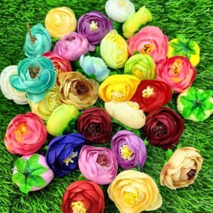 VRB Dec™ 50 Pcs Artificial Small Pheony Flowers Fake Water Floating Flowers for Pooja Thali, Festival and Events, Home Decor,Table, Pooja Room, Diwali Decoration Items and DIY Craft