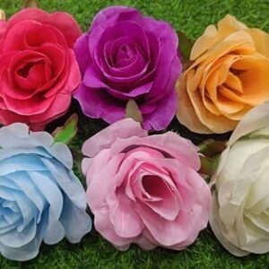 VRB Dec™  Artificial Pheony/Dahlia/Rose Flowers Fake Water Floating Flowers for Pooja Thali, Festival and Events, Home Decor,Diwali Decoration Items and DIY (Multicolor) (Roses - 12 Pcs)