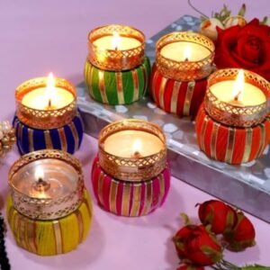 VRB DecTM Tealight Candle Holders for Home Decoration Item for Diwali Decorative Tealight Candle Holder | Diwali Decoration Items for Home Decor Diwali (Drum Tealight Candle Holder - 6 Pcs)