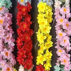 VRB Dec™ 1 Pcs Artificial Flowers Vine Blossom/Roses Garland Fake (6 ft) Flowers fabric Roses/Blossom Garland for Wedding Decor Diwali/Ganpati/Garden Wall Valentine (Multi Cherry Blossom)