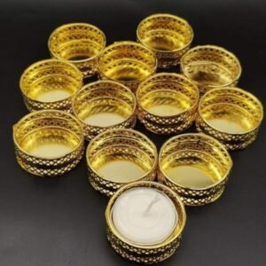 VRB DecTM Tealight Candle Holders for Home Decoration Item for Diwali Decorative Tealight Candle Holder | Diwali Decoration Items for Home Decor Diwali (Round Tealight Candle Holder - 12 Pcs)