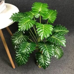 VRB Dec 1 Pcs Artificial Plants with/Without Pot Fake Palm Tree Tropical 12 Palm Leaves Faux Areca Palm Plants Indoor Real Touch Monstera Plant for Home/Decor