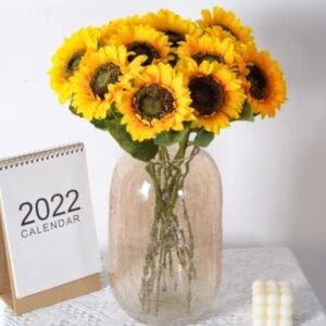 VRB Dec 5 Pcs Artificial Sunflower Flowers/Artificial Sunflower Big Size/Sunflower Artificial Bouquet/Artificial Flowers for Decoration/Decorative Items for Home,Bedroom,etc