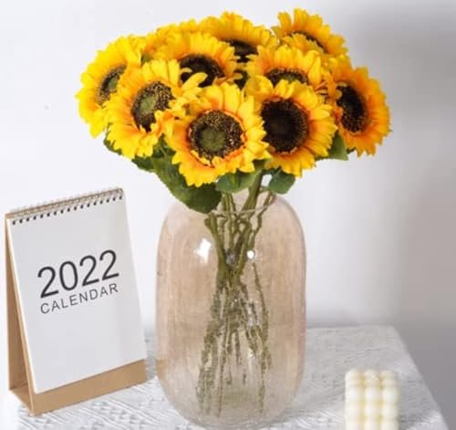 VRB Dec 5 Pcs Artificial Sunflower Flowers/Artificial Sunflower Big Size/Sunflower Artificial Bouquet/Artificial Flowers for Decoration/Decorative Items for Home,Bedroom,etc