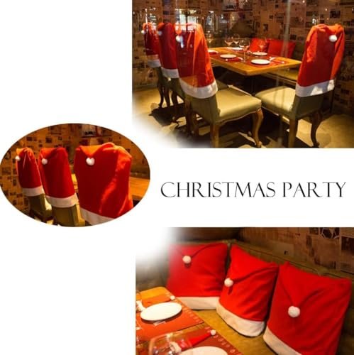 VRB DecTM Christmas Covers,Christmas Decoration Santa Claus Hat Slipcover Xmas Chair Back Cover for Christmas Dinning Room Xmas Restaurant Hoilday Festival