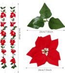 VRB DecTM Artificial Flowers Vine Poinsettia Flowers Garland (6 ft Long) Silk Poinsettia Garland for Ganpati/Christmas Decorations Items/Christmas Tree Decoration.