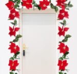 VRB DecTM Artificial Flowers Vine Poinsettia Flowers Garland (6 ft Long) Silk Poinsettia Garland for Ganpati/Christmas Decorations Items/Christmas Tree Decoration.