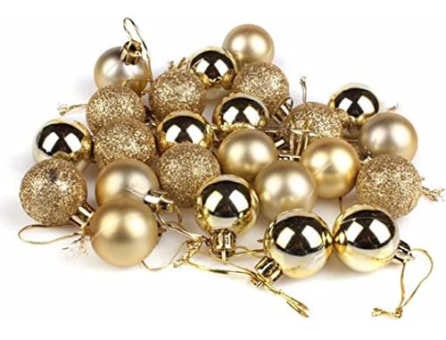 VRB Dec™ 24 Pcs Christmas Balls Ornaments Shatterproof Gold Xmas Trees Parties Decorations Balls for Holiday Wedding Party Decoration,with Hanging Hole