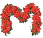 VRB DecTM Artificial Flowers Vine Poinsettia Flowers Garland (6 ft Long) Silk Poinsettia Garland for Ganpati/Christmas Decorations Items/Christmas Tree Decoration.