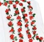 VRB DecTM Artificial Flowers Vine Poinsettia Flowers Garland (6 ft Long) Silk Poinsettia Garland for Ganpati/Christmas Decorations Items/Christmas Tree Decoration.