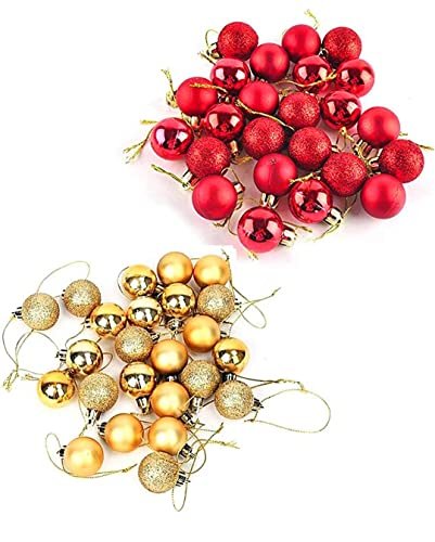 VRB Dec™ 24 Pcs Christmas Balls Ornaments Shatterproof Gold Xmas Trees Parties Decorations Balls for Holiday Wedding Party Decoration,with Hanging Hole