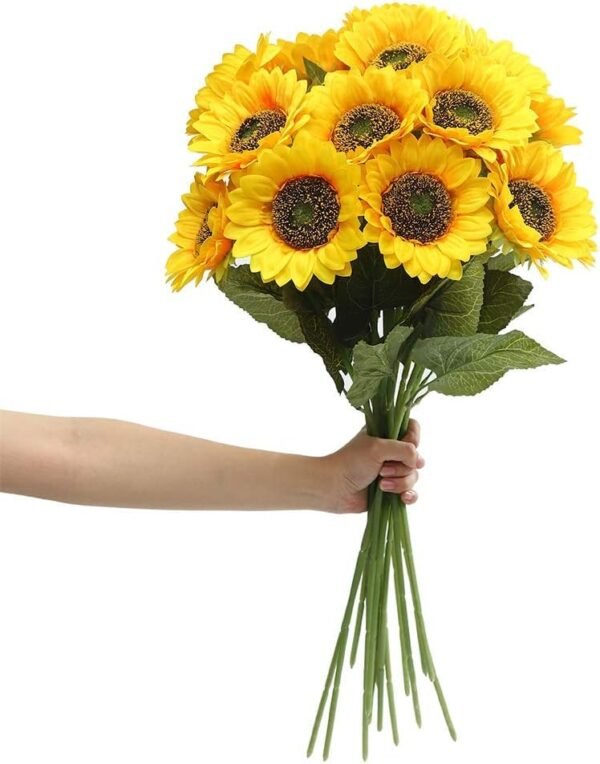 VRB Dec 5 Pcs Artificial Sunflower Flowers/Artificial Sunflower Big Size/Sunflower Artificial Bouquet/Artificial Flowers for Decoration/Decorative Items for Home,Bedroom,etc