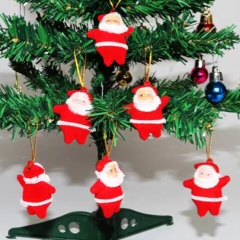 VRB Dec™ 6 Pcs Christmas Hanging Ornaments Shatterproof Gold Xmas Tree Decorations Balls for Party Decoration,with Hanging Hole Christmas Tree Decoration Items (Hanging Santa Claus)