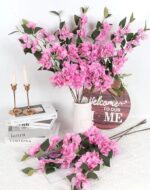 VRB Dec (Pack of 3 Artificial Bougainvillea Glabra Fake Plant Flowers for Home, Room,Office | Flowers for Vases | Decoration Items for Living Room (Without Pot) (Light Pink - 3pcs)