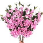 VRB Dec (Pack of 3 Artificial Bougainvillea Glabra Fake Plant Flowers for Home, Room,Office | Flowers for Vases | Decoration Items for Living Room (Without Pot) (Light Pink - 3pcs)