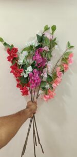 VRB Dec (Pack of 3 Artificial Bougainvillea Glabra Fake Plant Flowers for Home, Room,Office | Flowers for Vases | Decoration Items for Living Room (Without Pot) (Light Pink - 3pcs)