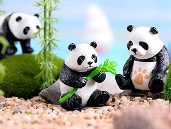 VRB Dec 4 Pcs Panda Miniature Decor Items Set for Unique Gift,Home,Living Room,Office,Restaurant Decor,Showpiece,Perfect Valentine Decoration Items (Lifestyle Panda Miniature)
