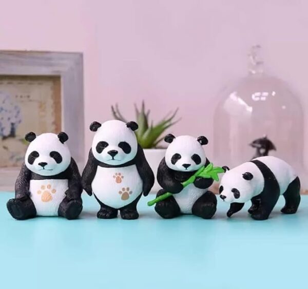 VRB Dec 4 Pcs Panda Miniature Decor Items Set for Unique Gift,Home,Living Room,Office,Restaurant Decor,Showpiece,Perfect Valentine Decoration Items (Lifestyle Panda Miniature)