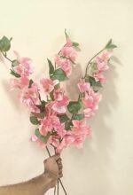 VRB Dec (Pack of 3 Artificial Bougainvillea Glabra Fake Plant Flowers for Home, Room,Office | Flowers for Vases | Decoration Items for Living Room (Without Pot) (Blush Peach - 3pcs)