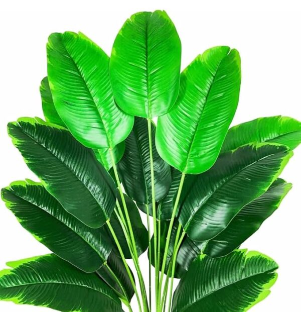 VRB Dec 1 Pcs Artificial Banana Plants with Pot Plants Leaves Tree Tropical 12 Palm Leaves Faux Areca Palm Plants Indoor Real Touch Monstera Plant for Home/Decor