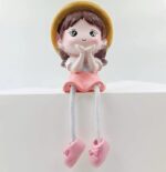 VRB Dec 4 pcs Hanging Legs Showpiece Cute Boy & Girl,Toy Cute Couple Figurines/Leg Hanging Dolls for Home Decor/Decorative Items for Home Decor,Valentine Gift for Girlfriend,Boyfriend (Model - 08)