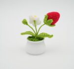 VRB Dec 1 Pcs Crochet Flowers Artificial Sunflower for Office Desk Car Dashboard Decor,Home Decoration, Office, Bedroom, Christmas Decor, Wedding (Mushroom with Daisy Pot)