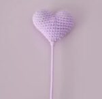 VRB Dec 1 Pcs Crochet Flowers Artificial Heart for Valentine,Bouquet,Office Desk,Table Decor,Home Decoration, Office,Decor,Bedroom, Christmas Decor (Purple Heart Stick)
