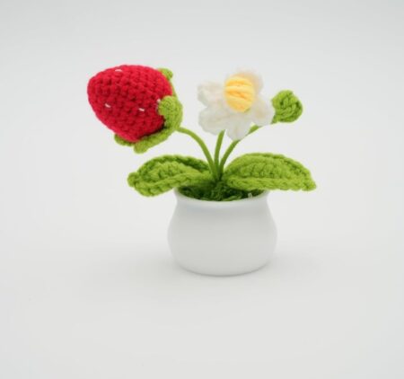 VRB Dec 1 Pcs Crochet Flowers Artificial Sunflower for Office Desk Car Dashboard Decor,Home Decoration, Office, Bedroom, Christmas Decor, Wedding (Mushroom with Daisy Pot)