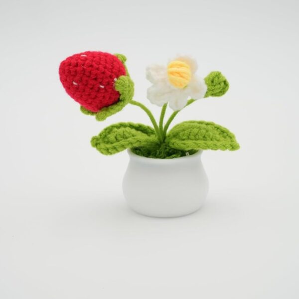 VRB Dec 1 Pcs Crochet Flowers Artificial Sunflower for Office Desk Car Dashboard Decor,Home Decoration, Office, Bedroom, Christmas Decor, Wedding (Mushroom with Daisy Pot)
