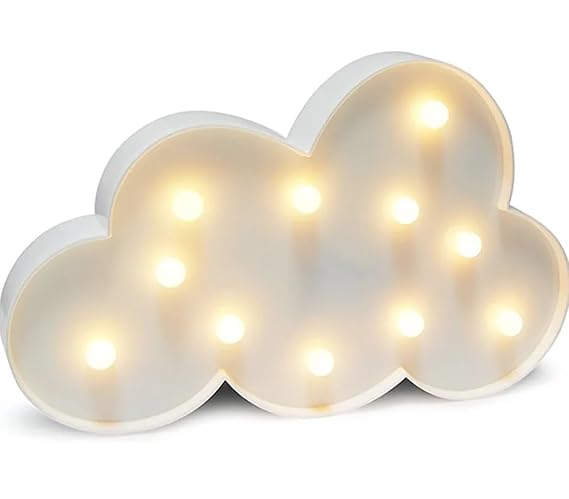 VRB Dec 1pcs Night Light LED Marquee Sign-Baby Light-Battery Operated Nursery Lamp, Decorative Light for Kid's Room/Party/Home/Wall Décor Party Light and Wall Lamp (Pack of 1) (White Cloud)