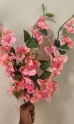VRB Dec (Pack of 3 Artificial Bougainvillea Glabra Fake Plant Flowers for Home, Room,Office | Flowers for Vases | Decoration Items for Living Room (Without Pot) (Blush Peach - 3pcs)