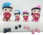 VRB Dec 4 pcs Hanging Legs Showpiece Cute Boy & Girl,Toy Cute Couple Figurines/Leg Hanging Dolls for Home Decor/Decorative Items for Home Decor,Valentine Gift for Girlfriend,Boyfriend (Model - 02)