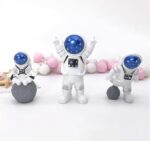 VRB Dec 3pcs Astronaut Miniature Showpiece Set for Home Decor, car Dashboard,Valentine,Living Room,Gifts Figurines,Cake Decoration Items-Resin (3 Pcs Small Blue Star Astronaut showpiece)