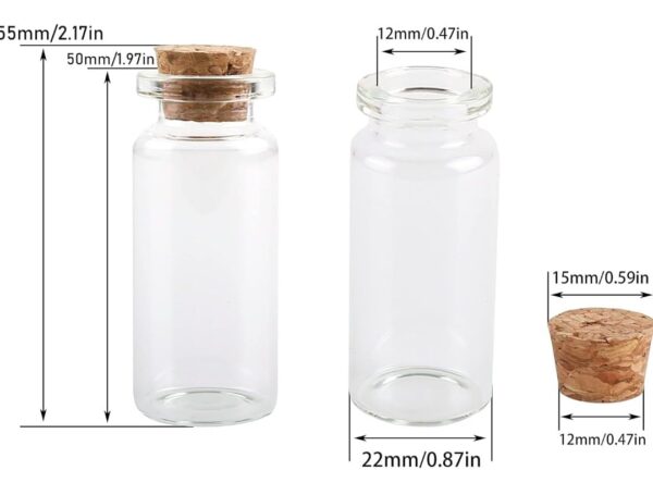 VRB Dec 60pcs Mini/Tiny Glass Jars With Wood Cork Stoppers,Wishing/Message Bottle For Decorations Lovely Small Wish Bottle Tiny Clear Empty Wishing Message Vial With Cork Jars