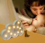 VRB Dec 1pcs Night Light LED Marquee Sign-Baby Light-Battery Operated Nursery Lamp, Decorative Light for Kid's Room/Party/Home/Wall Décor Party Light and Wall Lamp (Pack of 1) (White Cloud)
