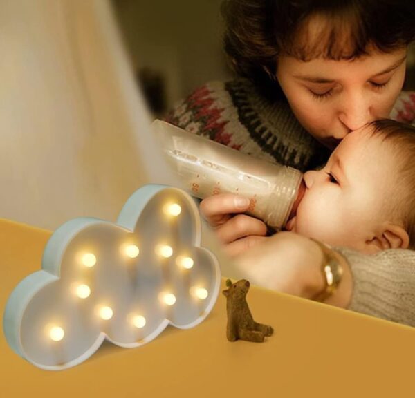 VRB Dec 1pcs Night Light LED Marquee Sign-Baby Light-Battery Operated Nursery Lamp, Decorative Light for Kid's Room/Party/Home/Wall Décor Party Light and Wall Lamp (Pack of 1) (White Cloud)