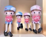 VRB Dec 4 pcs Hanging Legs Showpiece Cute Boy & Girl,Toy Cute Couple Figurines/Leg Hanging Dolls for Home Decor/Decorative Items for Home Decor,Valentine Gift for Girlfriend,Boyfriend (Model - 02)
