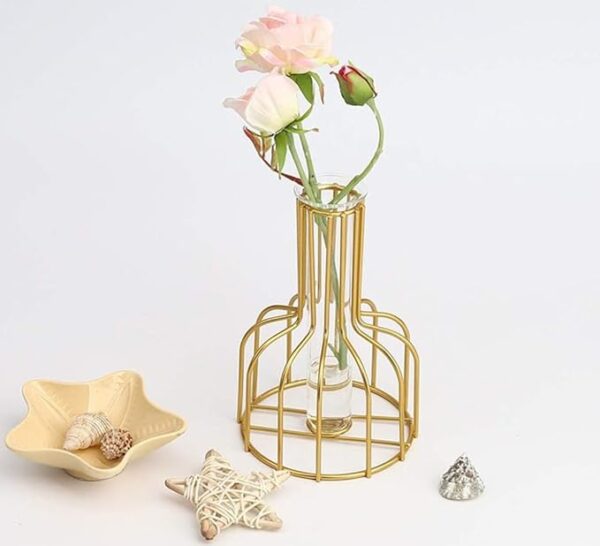 VRB Dec 1Pcs Metal Vase Aesthetic Vase, Flower Vase, Pampas Grass Vase,Vase for Flower,Vase for Plants,Vase Home Decor Centrepiece Decor for Home, Office,Living Room Decor (Design 1)