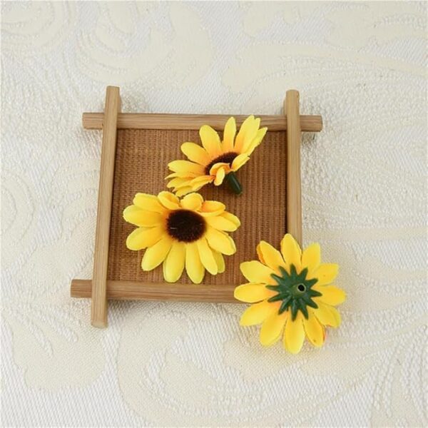 VRB Dec 100 pcs Sunflower Artificial Flowers for Decoration,Artificial Flower,Flowers for Hair Styling,Flowers for Pooja,Plastic Flowers for Home Decor,Diwali,Christmas,Floating Flowers. (100 Pcs)