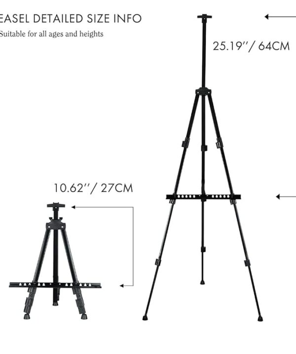 VRB Dec 1 pcs Wooden Foldable/Adjustable Easel Stand for displaying Great Artwork Sketch,Art Painting,Canvas,Business Promotions, Display, Artist Students (5 FT Metal Foldable Stand - 1 Pcs)