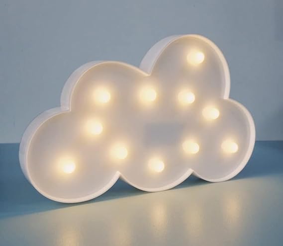VRB Dec 1pcs Night Light LED Marquee Sign-Baby Light-Battery Operated Nursery Lamp, Decorative Light for Kid's Room/Party/Home/Wall Décor Party Light and Wall Lamp (Pack of 1) (White Cloud)