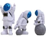 VRB Dec 3pcs Astronaut Miniature Showpiece Set for Home Decor, car Dashboard,Valentine,Living Room,Gifts Figurines,Cake Decoration Items-Resin (3 Pcs Small Blue Star Astronaut showpiece)