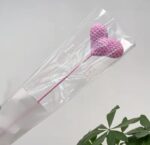 VRB Dec 1 Pcs Crochet Flowers Artificial Heart for Valentine,Bouquet,Office Desk,Table Decor,Home Decoration, Office,Decor,Bedroom, Christmas Decor (Purple Heart Stick)