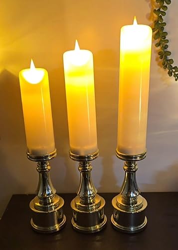 VRB Dec 3pcs Pillar Candles Acrylic Flameless & Smokeless Decorative Candle Led Tea Light Candle Perfect for Gifting, Home,Diwali, Christmas,Decorative Candles,Birthday (Model - 4)