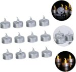 VRB Dec 24 Pcs Acrylic Flameless & Smokeless Decorative Candles Led Tea Light Candle Perfect for Gifting, Home, Birthday, Diwali, Christmas,Decorative Candles,Birthday (Metallic Silver)