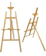VRB Dec 1 pcs 5 FT Wooden Foldable/Adjustable Easel Stand for displaying Great Artwork Sketch,Art Painting,Canvas,Business Promotions, Display, Artist Students (5 Feet - 1 Pcs)