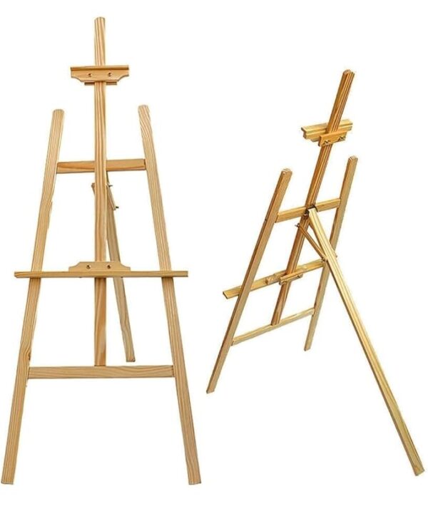 VRB Dec 1 pcs 5 FT Wooden Foldable/Adjustable Easel Stand for displaying Great Artwork Sketch,Art Painting,Canvas,Business Promotions, Display, Artist Students (5 Feet - 1 Pcs)