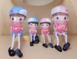 VRB Dec 4 pcs Hanging Legs Showpiece Cute Boy & Girl,Toy Cute Couple Figurines/Leg Hanging Dolls for Home Decor/Decorative Items for Home Decor,Valentine Gift for Girlfriend,Boyfriend (Model - 02)