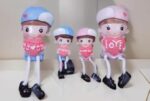 VRB Dec 4 pcs Hanging Legs Showpiece Cute Boy & Girl,Toy Cute Couple Figurines/Leg Hanging Dolls for Home Decor/Decorative Items for Home Decor,Valentine Gift for Girlfriend,Boyfriend (Model - 02)