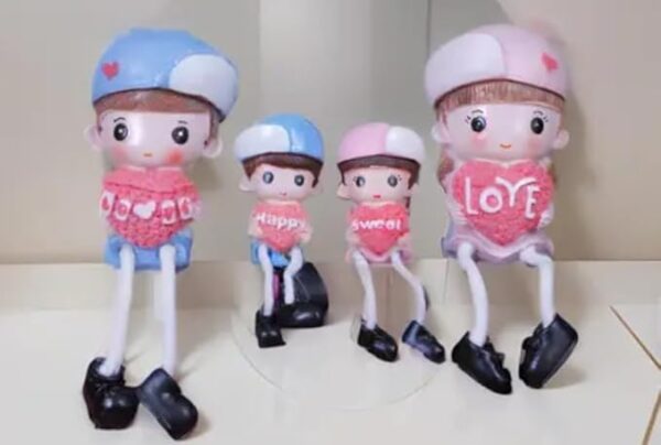 VRB Dec 4 pcs Hanging Legs Showpiece Cute Boy & Girl,Toy Cute Couple Figurines/Leg Hanging Dolls for Home Decor/Decorative Items for Home Decor,Valentine Gift for Girlfriend,Boyfriend (Model - 02)